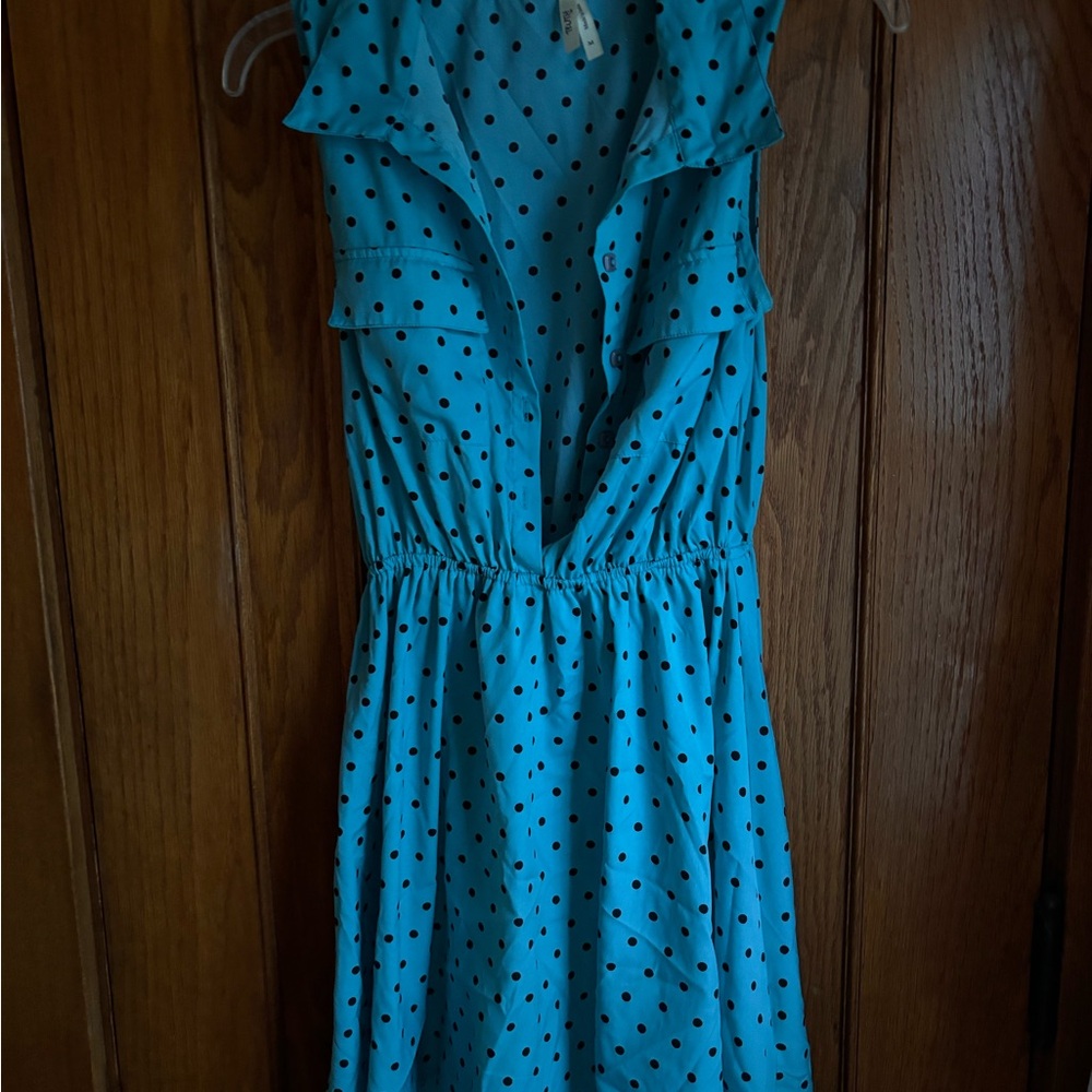 Truth Teal Dress with Black Dots